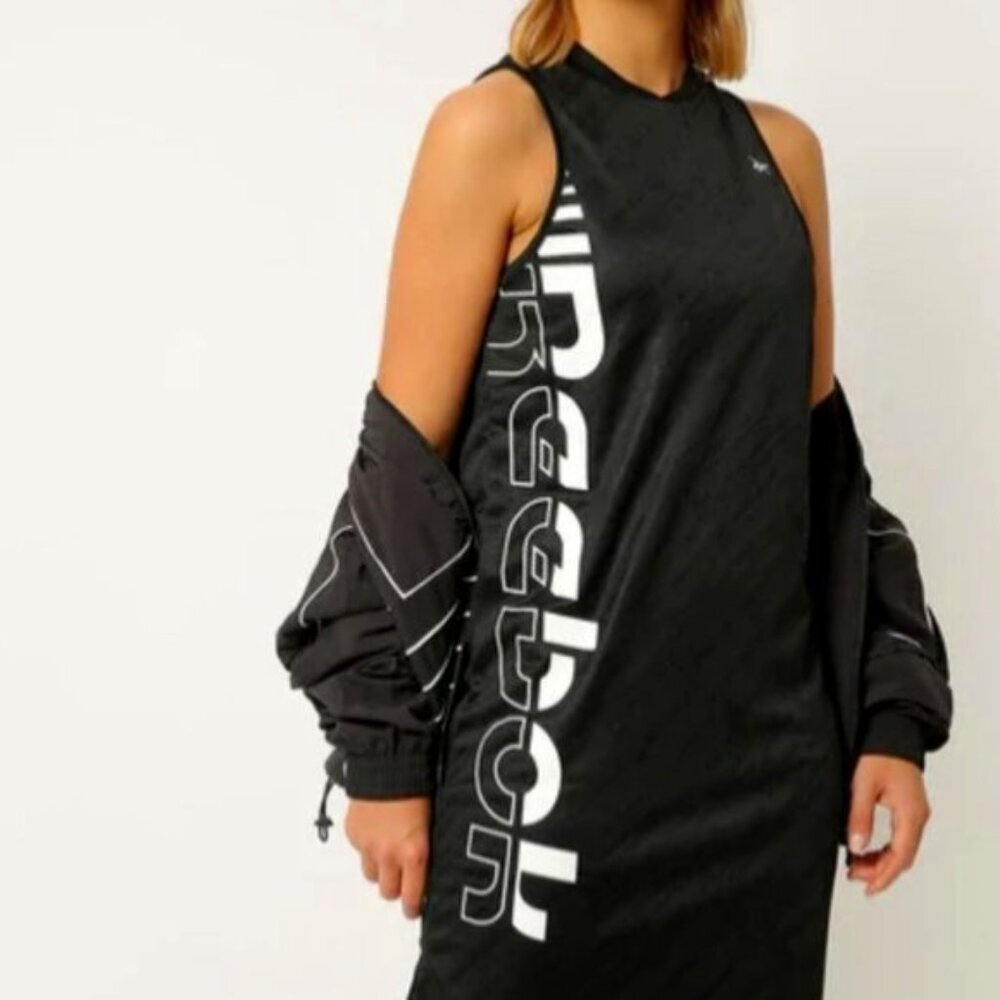 New Reebok Meet You There (MYT) Black White Short Sporty Sleeveless Dress Size M